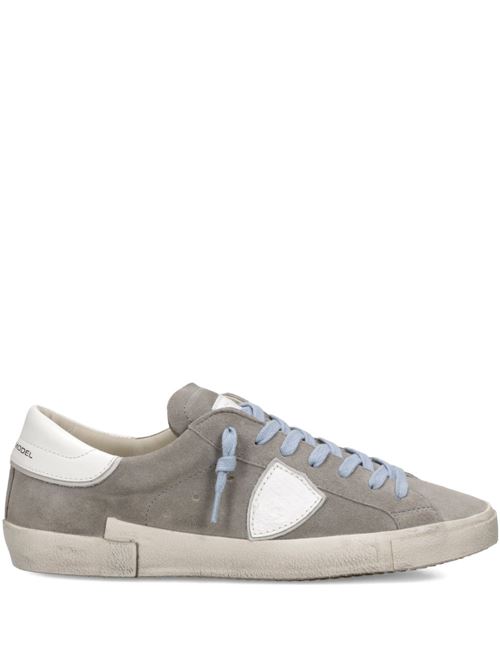 Sneakers uomo basse in pelle grigio/celeste PHILIPPE MODEL | PRLUXS18